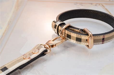 berry leather dog collar and leash set burberry plaid designer